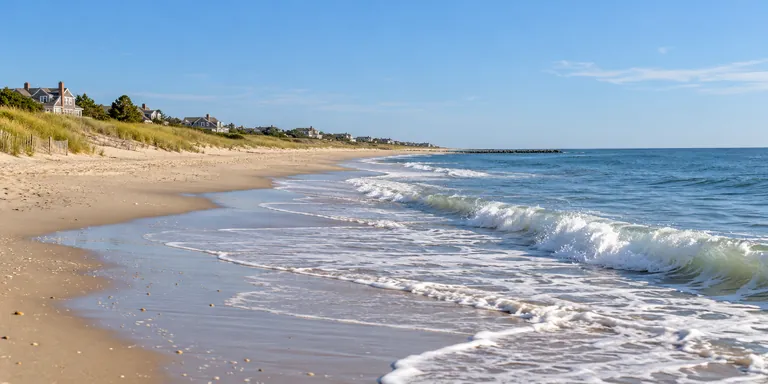 Atlantic shoreline and coastal homes in Deal, New Jersey