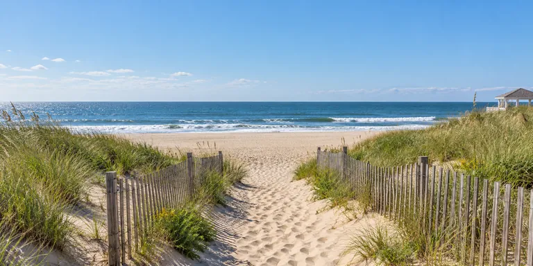 Dune path and Atlantic beach in Monmouth Beach, New Jersey