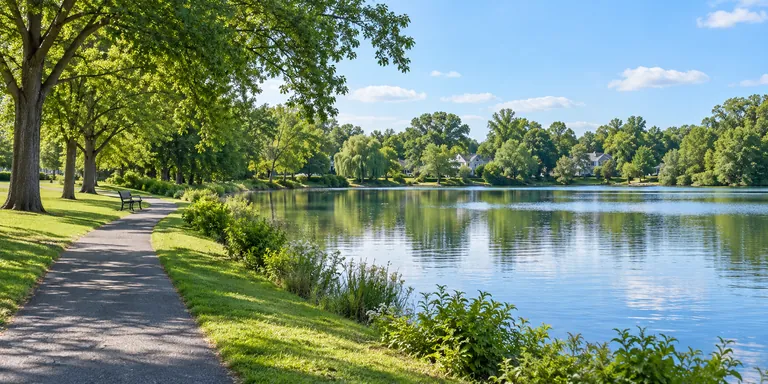Lakeside path and greenery in West Long Branch, New Jersey